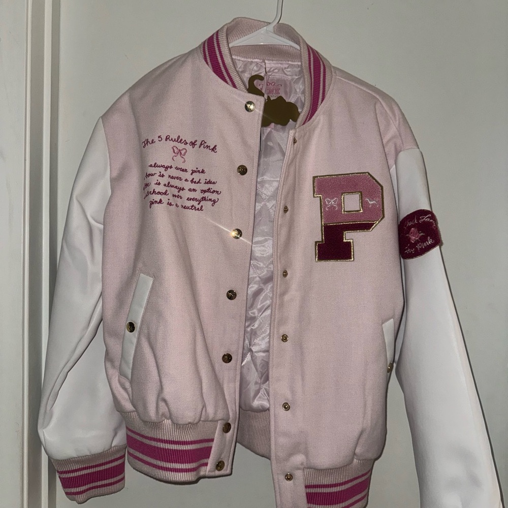 LoveShackFancy PINK Varsity Jacket